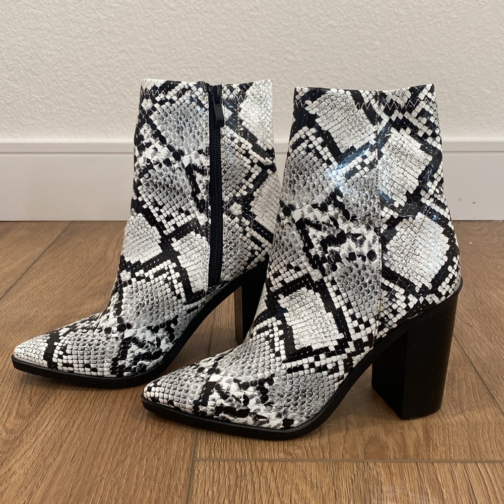 Faux snake print boots